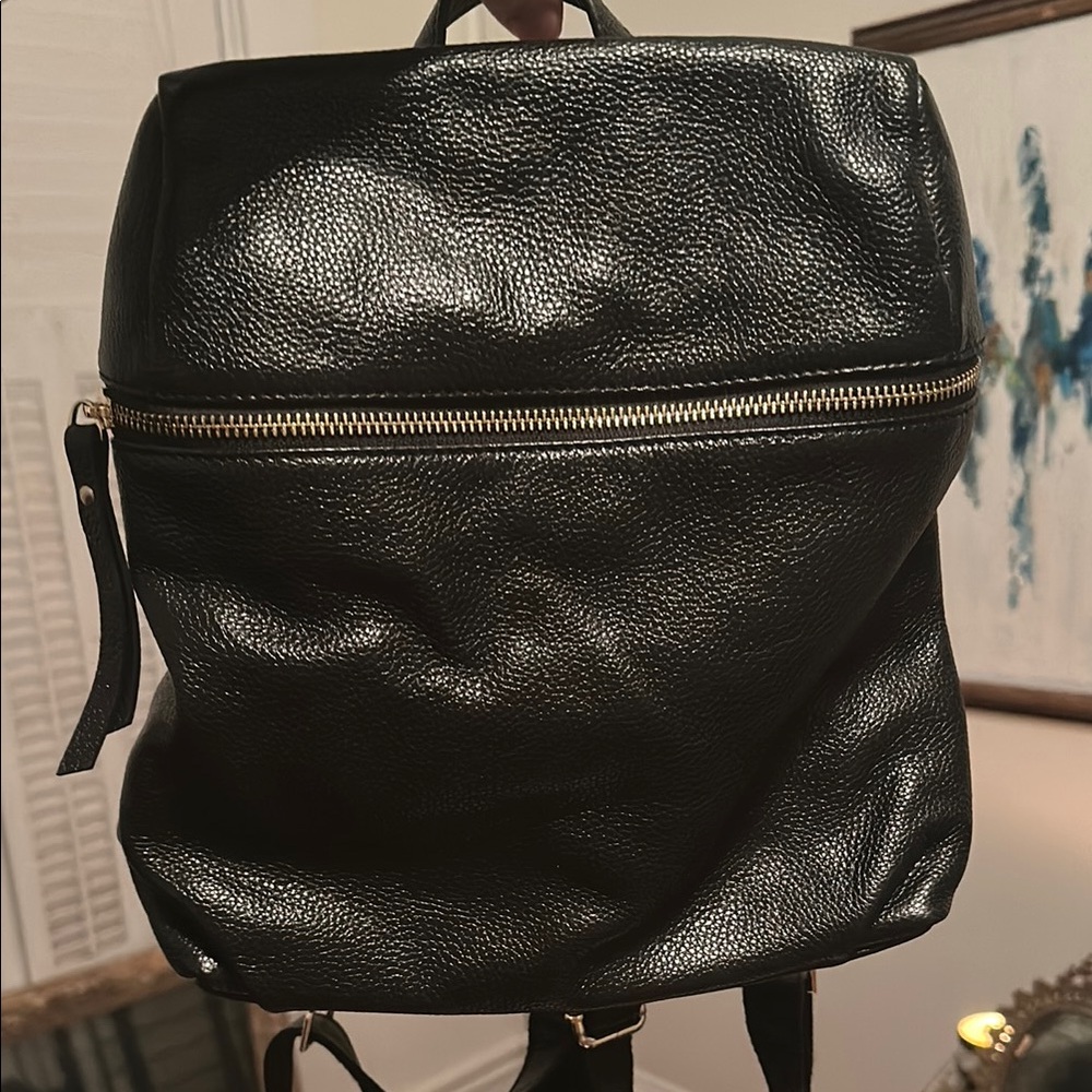 H Butler 100% Black Leather Backpack